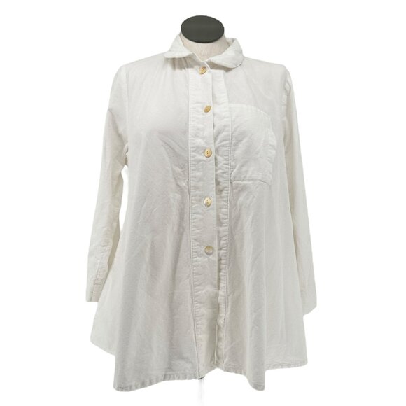 Just Jill Button-Up Shirt Womens XL White Corduroy Cotton LS Collared Loose Fit - Picture 1 of 7